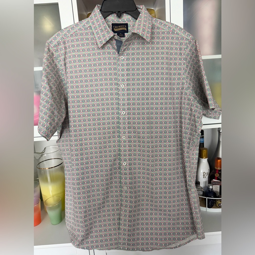 Men’s Cremieux Premium Denim Short Sleeve Button down Shirt. Size XL